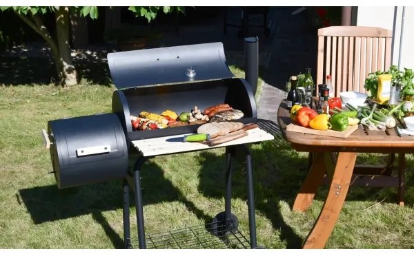 Griglia a carbone con affumicatoio nero/legno
