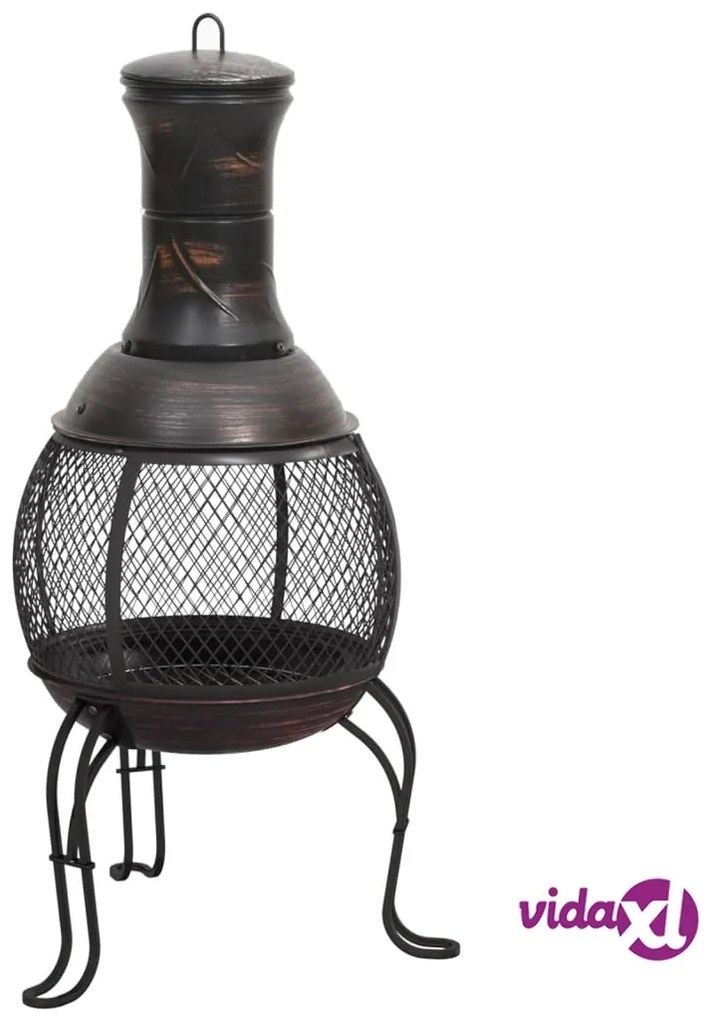 vidaXL Stufa da Giardino con Attizzatoio 39x39x90 cm in Acciaio