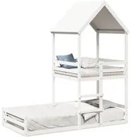 Letto a Castello con Tetto Bianco 80x200 cm Legno Massello Pino 3282394