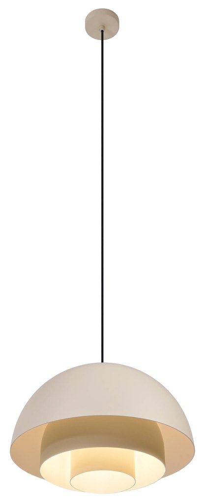 Lampada a sospensione scandinava color crema con interno bianco - Loes