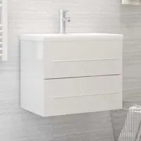 Mobile Bagno con Lavabo Integrato Bianco Lucido in Truciolato cod 12372