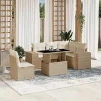 Set Divano da Giardino 6 pz con Cuscini Beige in Polyrattan 3269168