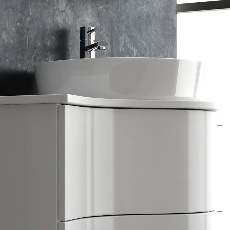 Kamalu - composizione bagno sospesa 100cm: mobile, specchio contenitore e 2 colonne form-100