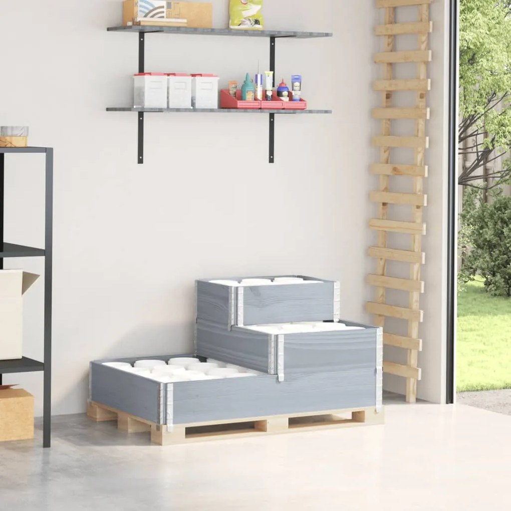 Fioriera Rialzata A 3 Livelli Grigia 120x80 Cm Legno Di Pino /