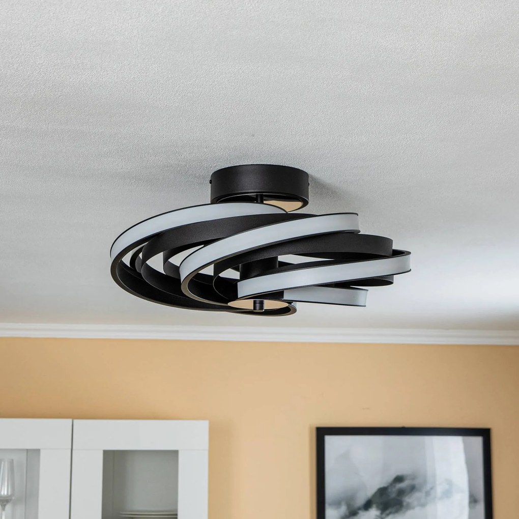 Plafoniera a LED Zoya Domiluce, dimmerabile, Nero, Soggiorno / Sala da pranzo, Metallo, Moderno, Plafoniera LED