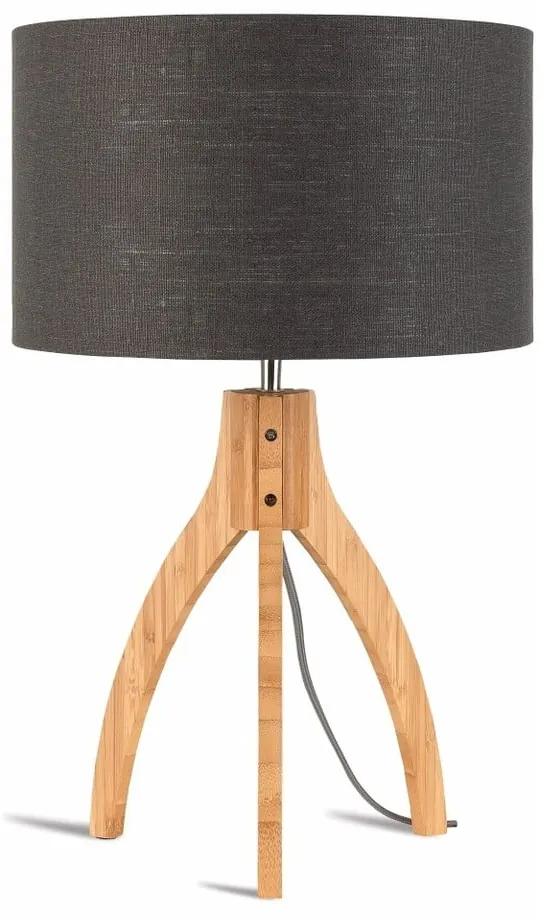 Lampada da tavolo con paralume grigio scuro e struttura in bambù Annapurna - Good&amp;Mojo