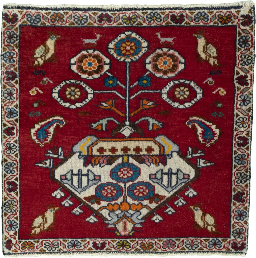 Shiraz Tappeto 60x60 Rosso (Iran) Annodato A Mano