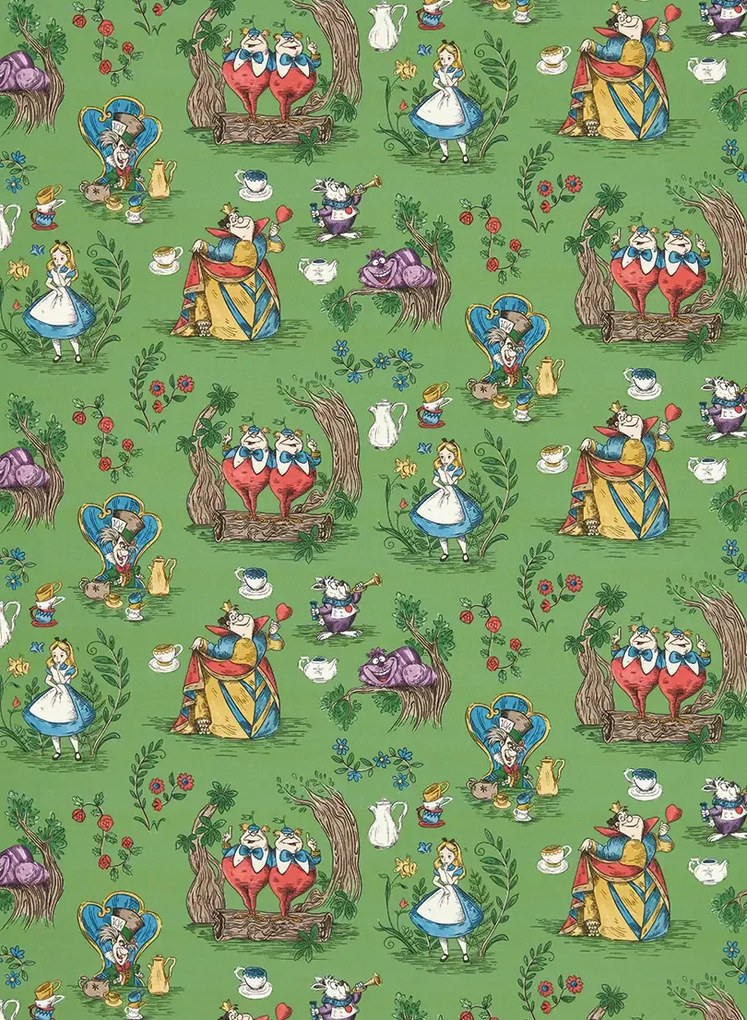 Sanderson Carta da parati Alice in Wonderland - Gumball Green