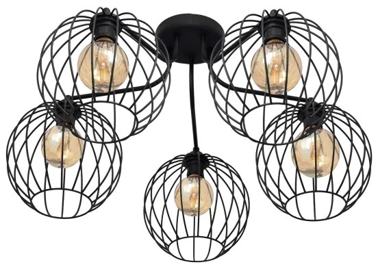 Lampadario a plafone MERCURE 5xE27/15W/230V nero