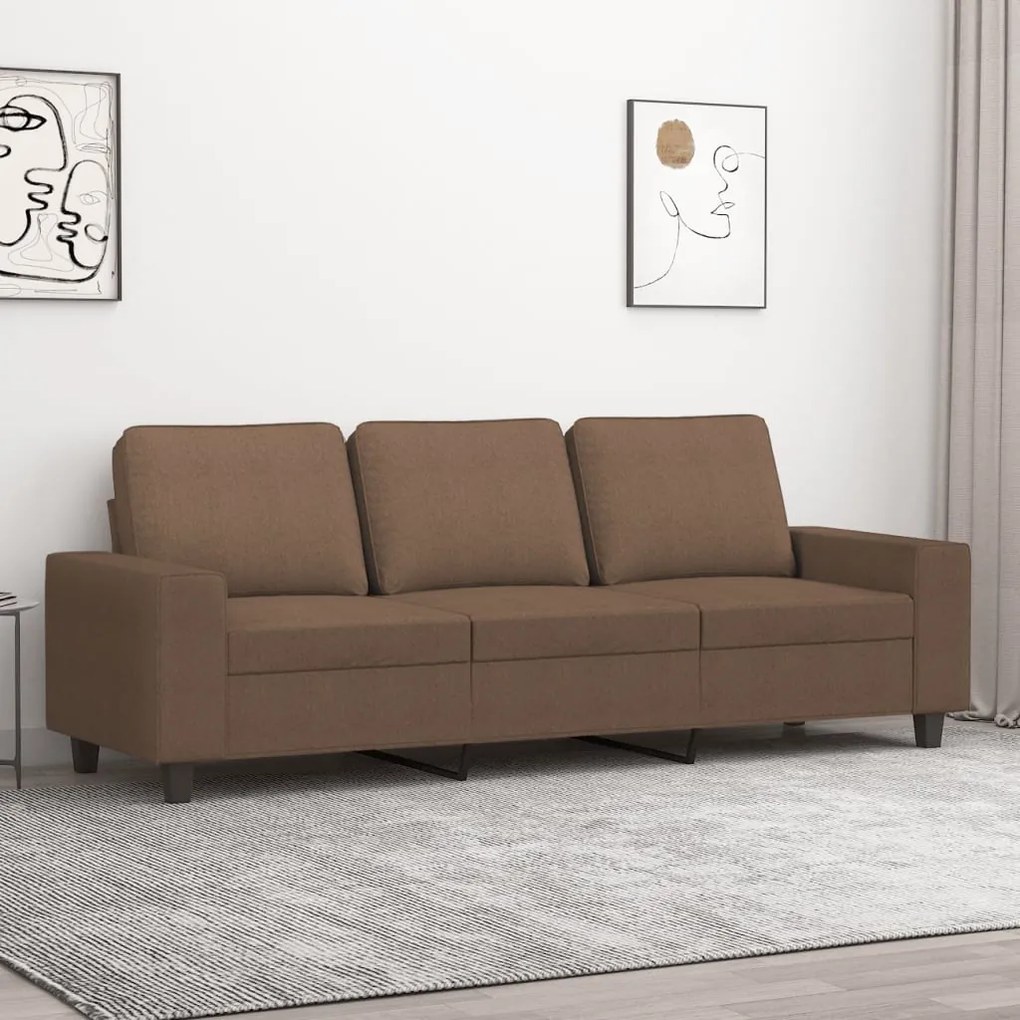 Divano A 3 Posti Marrone 180 Cm İn Tessuto /