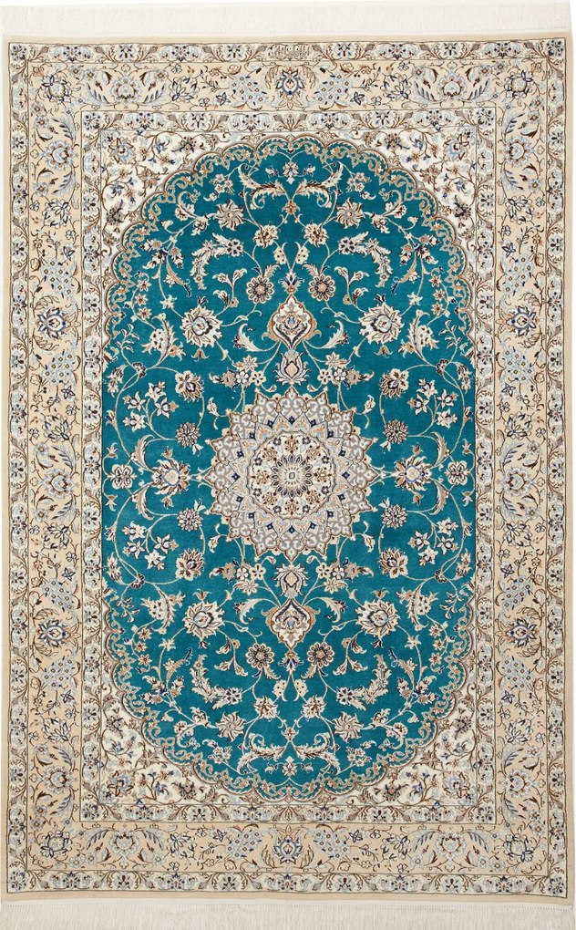 Nain Tappeto persiano 130 x 200 Verde (Iran) Annodato A Mano
