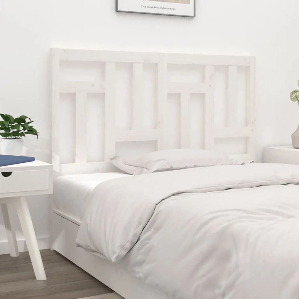 Testiera per letto bianca 125,5x4x100 cm legno massello di pino