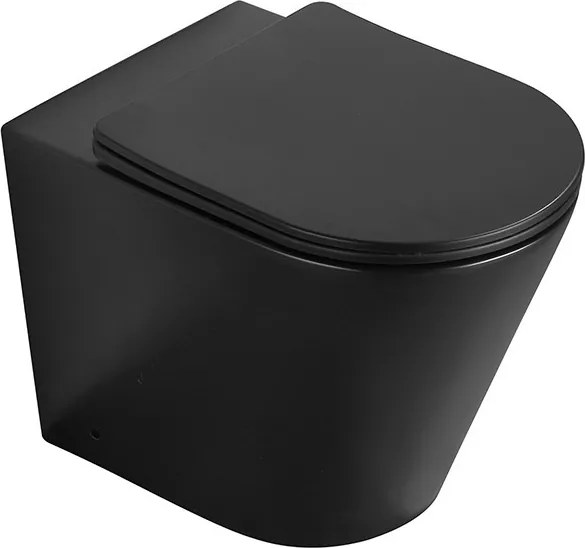 Mexen Rico vaso WC a pavimento Rimless con sedile a chiusura rallentata slim, duroplast, nero opaco - 32724085