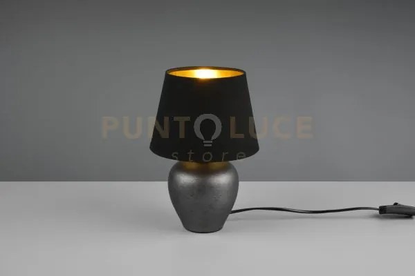 Abby lampada da tavolo ceramica nichel anticato paralume nero oro h...