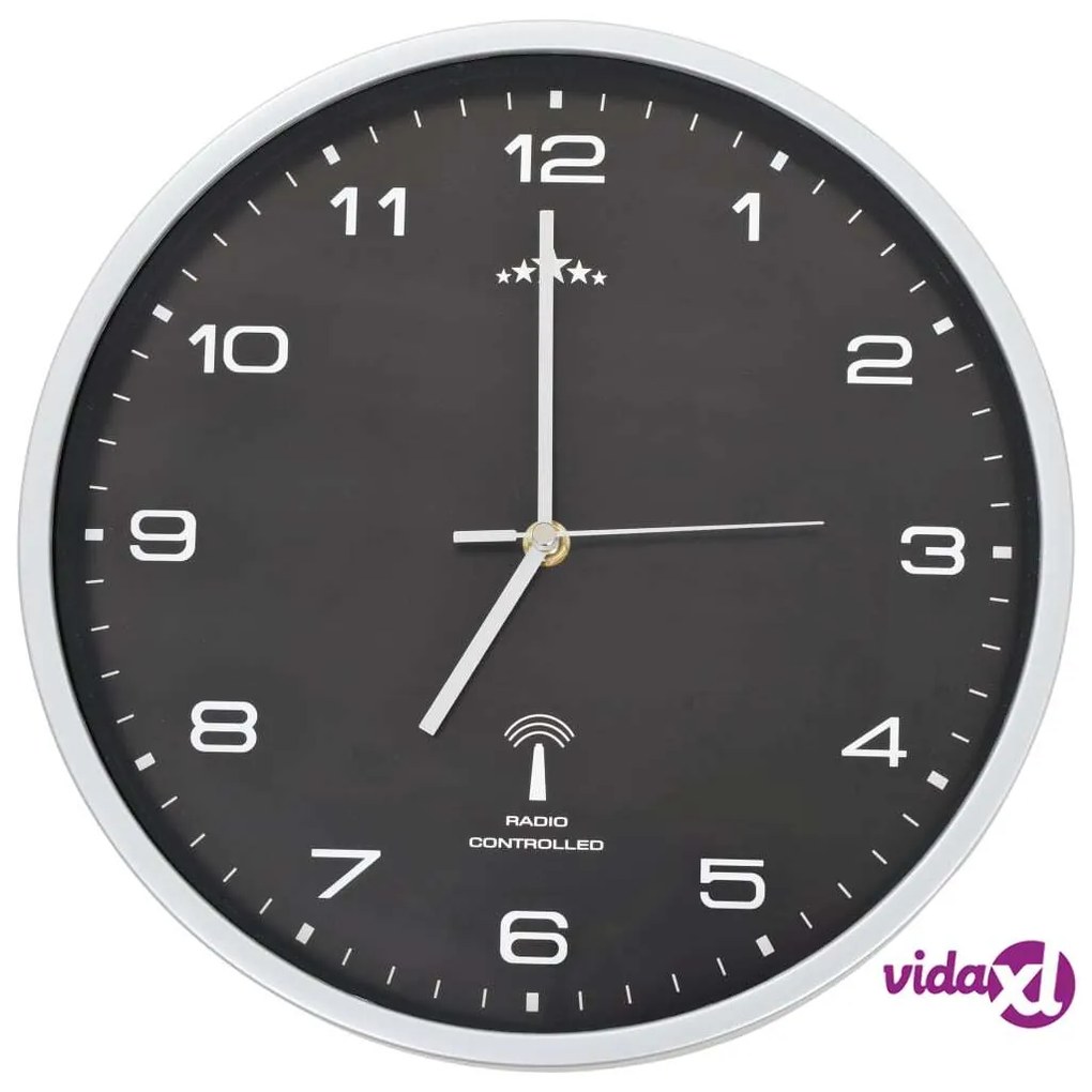 vidaXL Orologio a Parete Radiocontrollato Movimento Quarzo 31 cm Nero