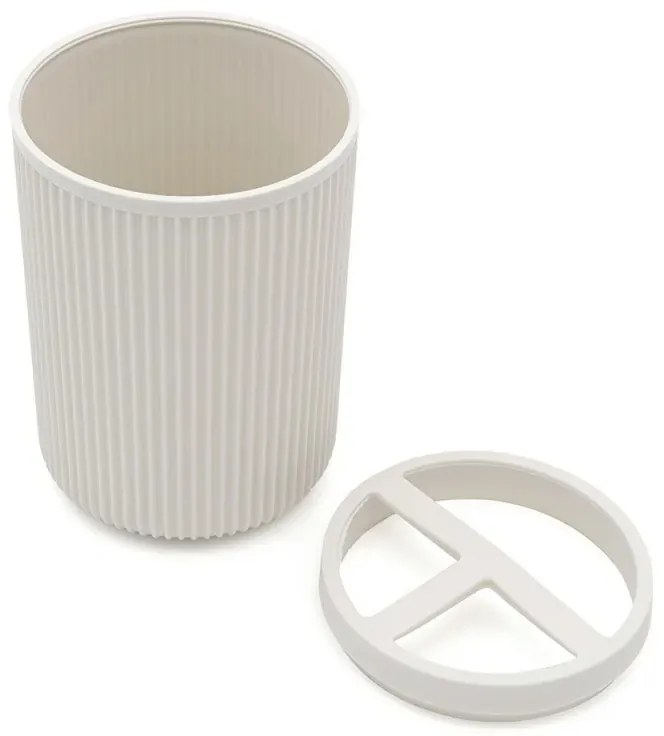 Set accessori bagno dispenser e portaspazzolini da appoggio beige in plastica Ring