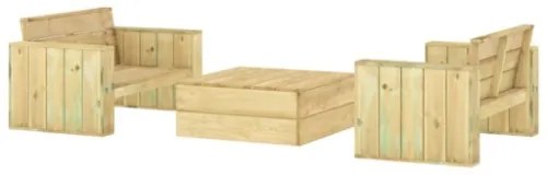 Set Salotto da Giardino 3 pz Legno Massello di Pino Impregnato