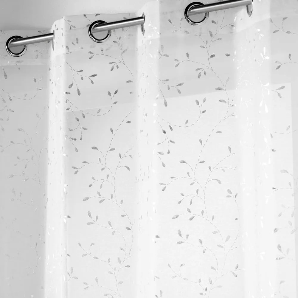 Tenda sottile bianca/argentata in voile 140x240 cm Floressia – douceur d'intérieur