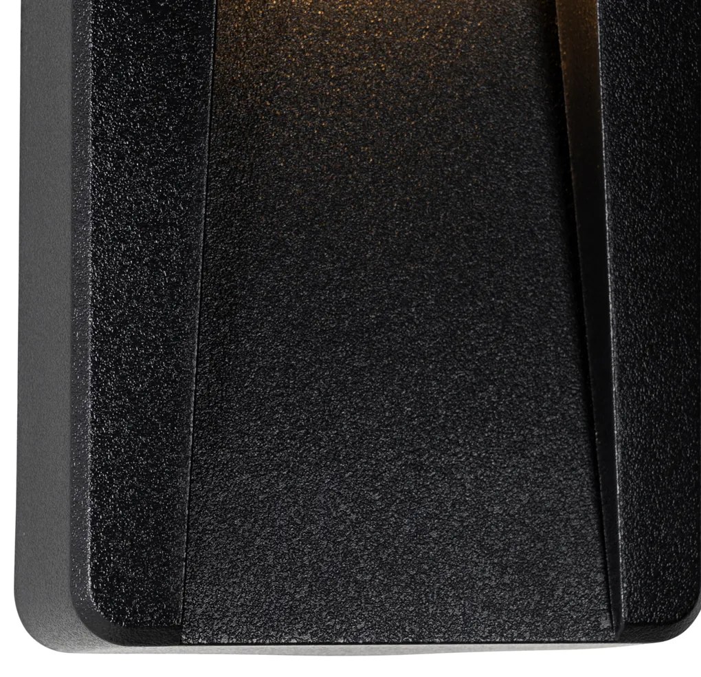 Lampada da parete esterna rettangolare nera incl. LED IP65 - Gem