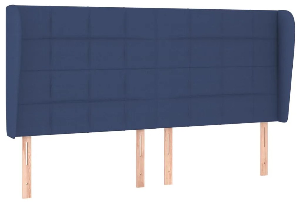 Testiera ad orecchio blu 203x23x118/128 cm in tessuto