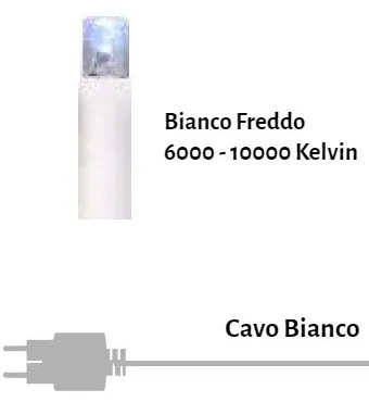 Catenaria Natalizia LED 11.6m, IP65, CAVO BIANCO Colore Bianco Freddo 6000 - 10000 °K