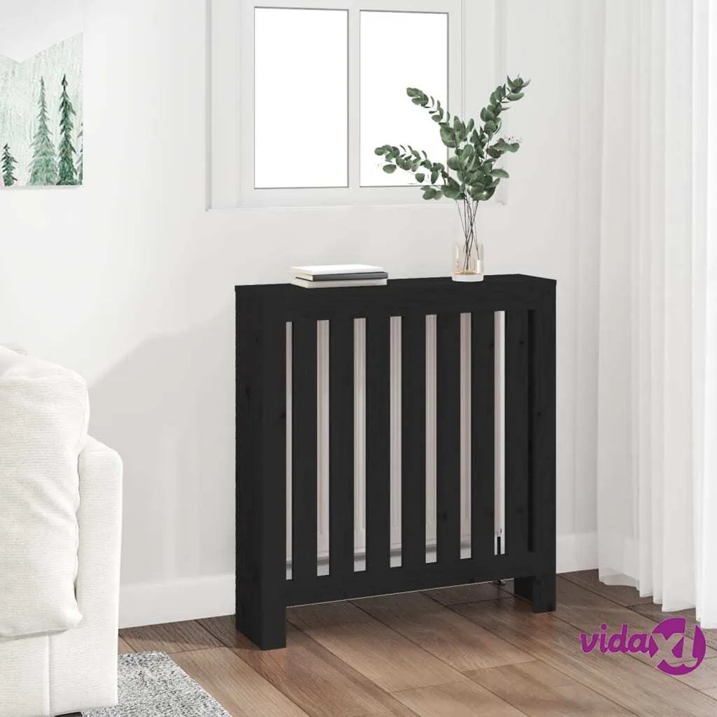 vidaXL Copertura Termosifone Nera 79,5x19x84 cm Legno Massello Pino