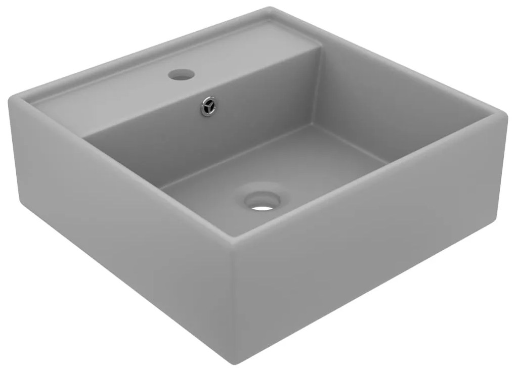Lavabo Con Troppopieno Cubico Grigio Opaco 41x41 Cm İn Ceramica /