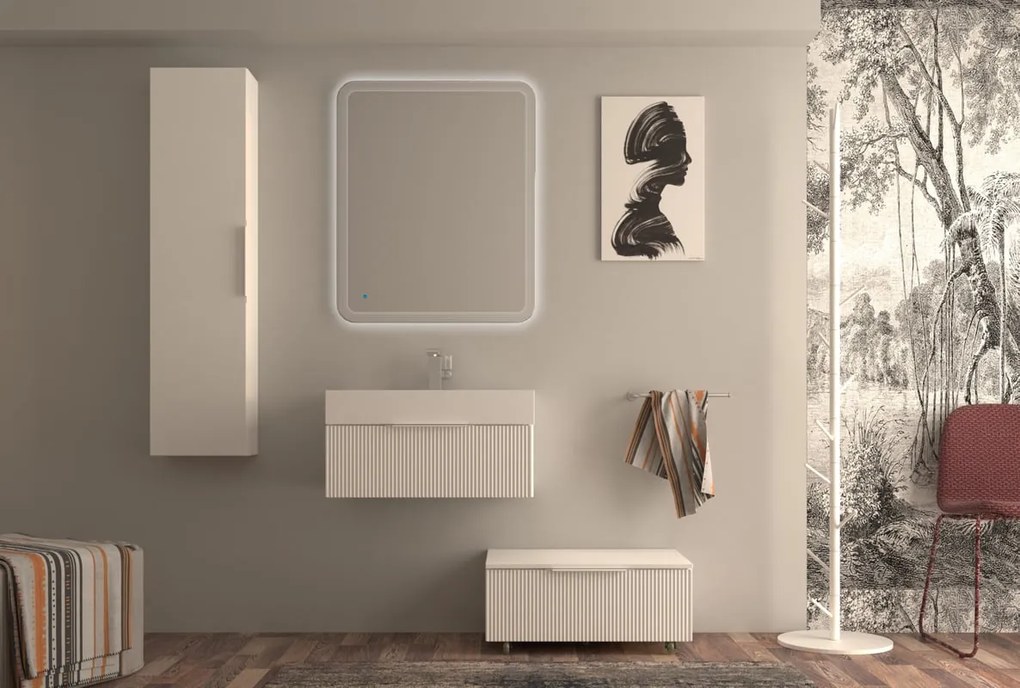 Mobile da bagno sospeso sotto lavabo L 70 x H 25 x P 44 cm bianco laccato opaco, 1 cassetto BADEN HAUS Modula