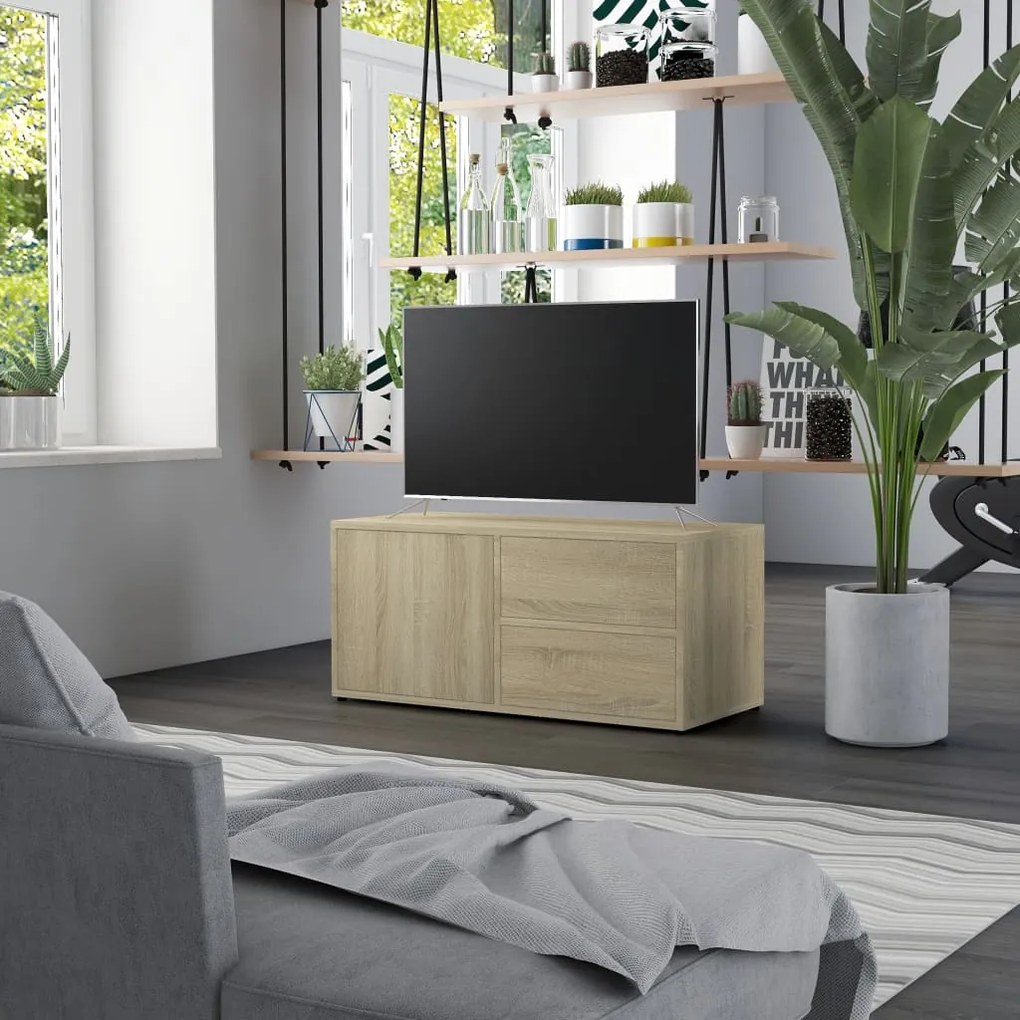 Mobile Porta Tv Rovere Sonoma 80x34x36 Cm Legno Multistrato /
