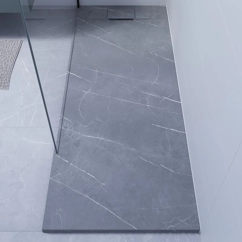 Piatto doccia NEO V2 SENSEA in composito minerale di resina gelificata marmo kanali L 80 x L 170 x H 3.2 cm