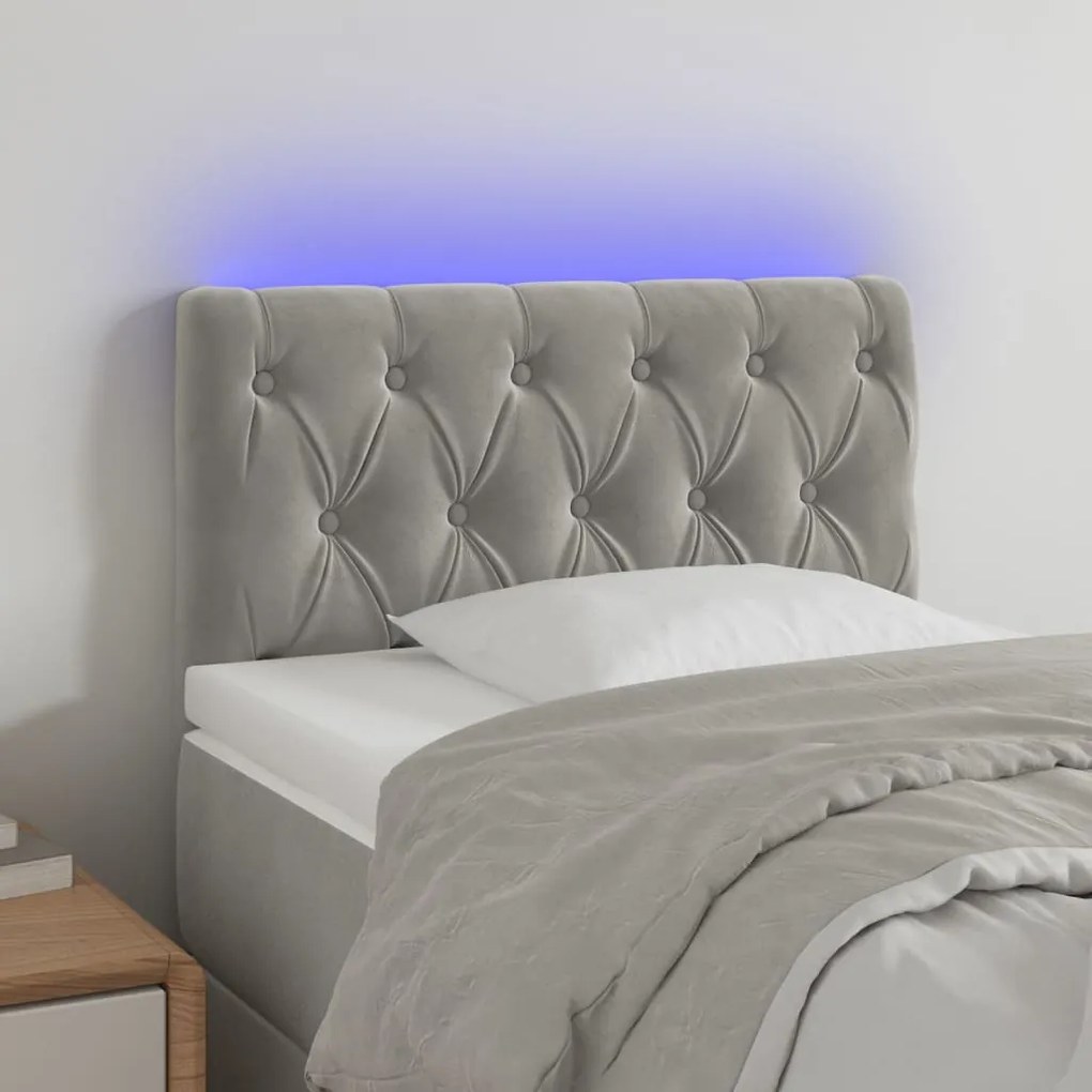 Testiera A Led Grigio Chiaro 80x7x78/88 Cm İn Velluto /