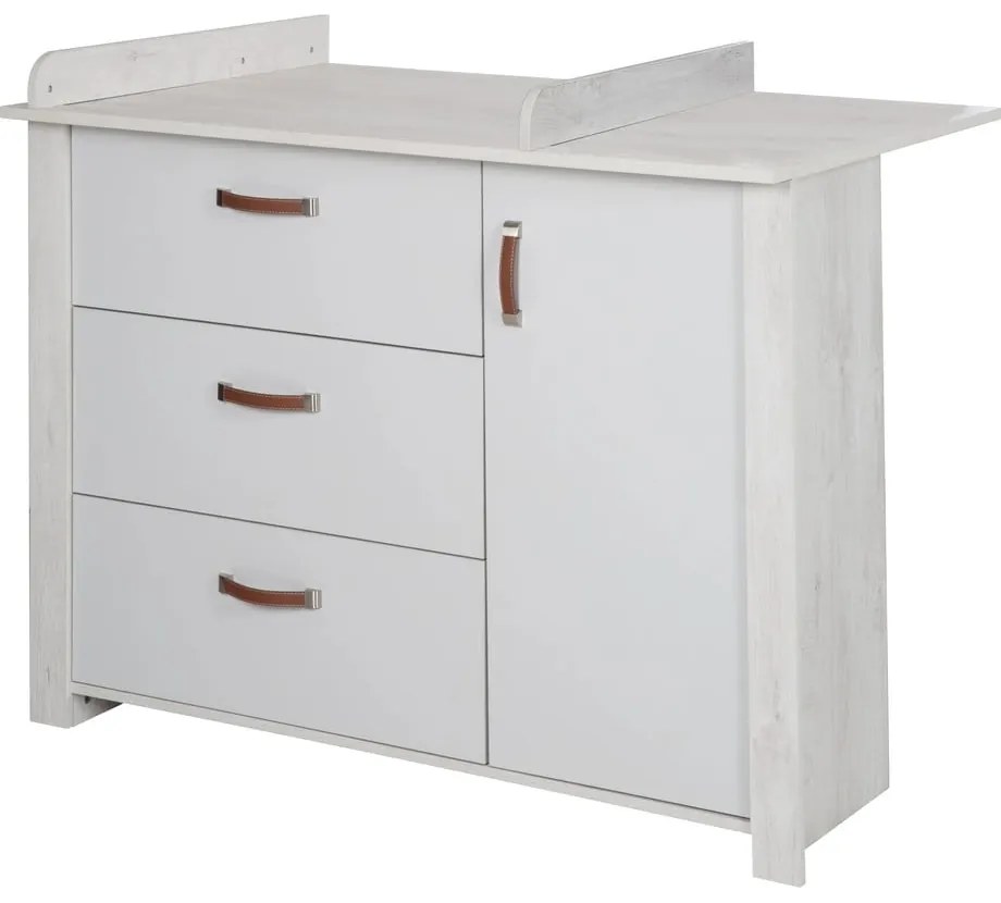 Cassettiera bassa bianca con fasciatoio 126x99 cm Mila - Roba