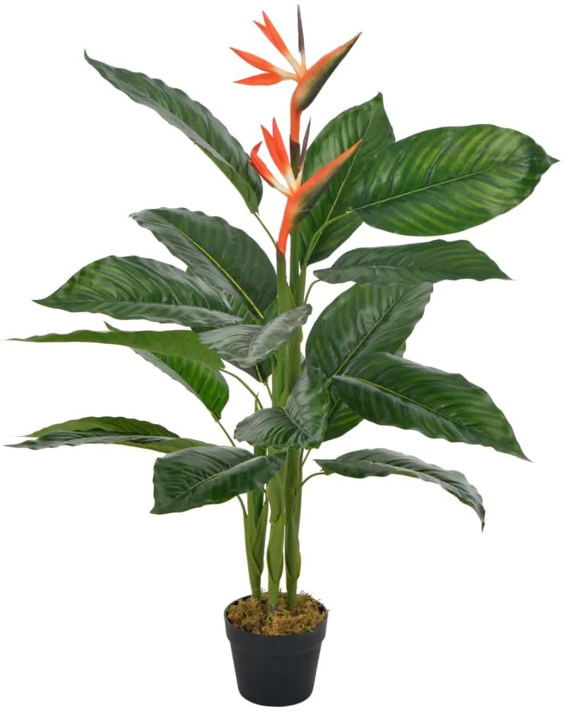 Strelitzia Artificiale Con Vaso Rosso 100 Cm /