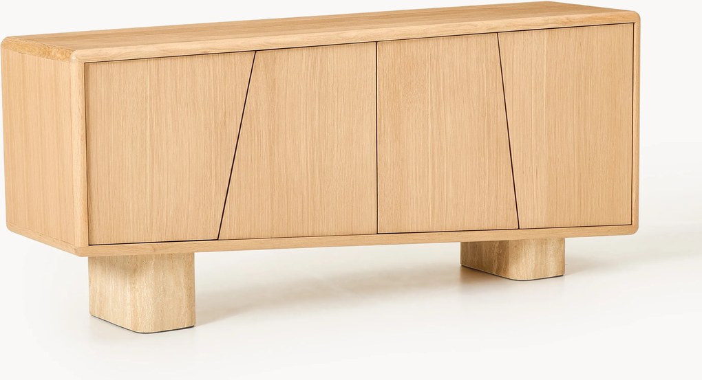 Credenza in legno con gambe in travertino Tundra