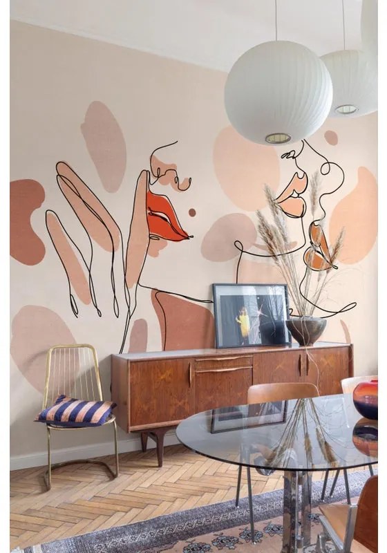 Fotomurale Red, beige, arancione e nocciola