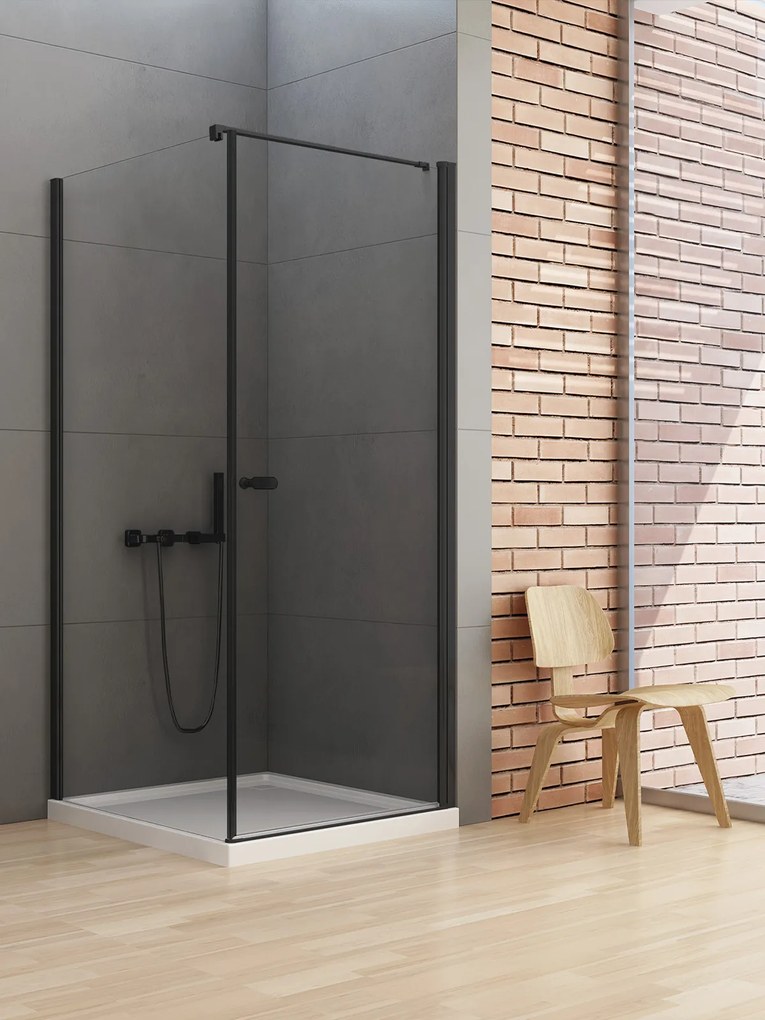 New Trendy New Soleo Black box doccia 90x80 cm rettangolare nero opaca/vetro trasparente D-0230A/D-0115B-WP