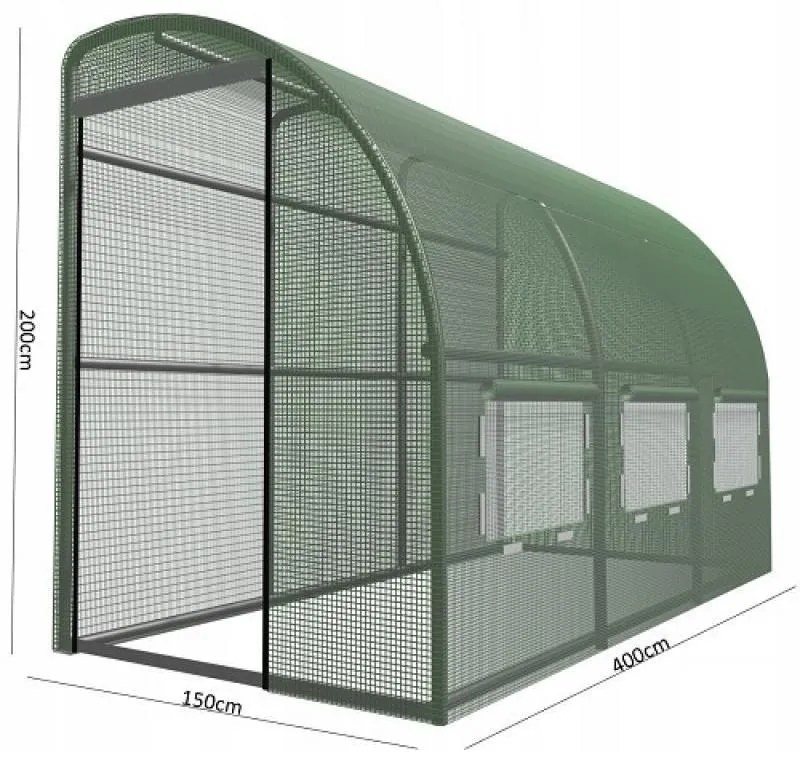 Serra da giardino con dimensioni 4 x 1,5 x 2 m - metà