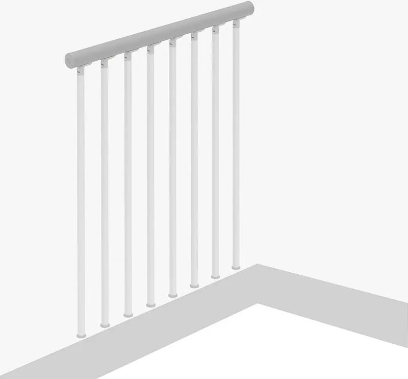 Balaustra in kit IRIS Superiore in acciaio bianco, corrimano in pvc grigio, L 101 cm fissaggio a pavimento