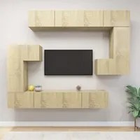 Set Mobili Porta TV 8pz Rovere Sonoma in Legno Multistrato cod mxl 9574