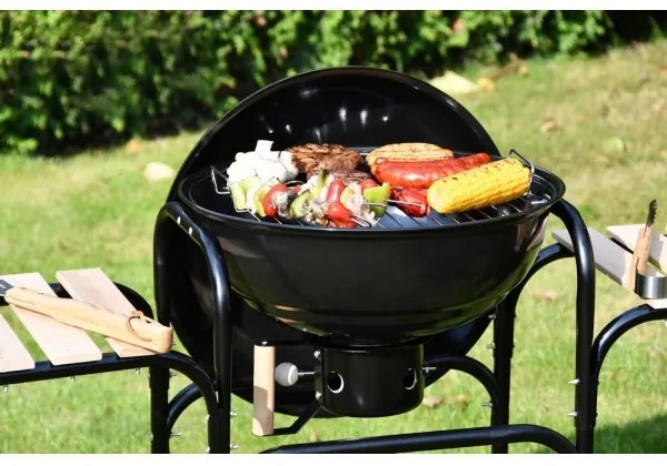 Griglia a carbone portatile nera/legno