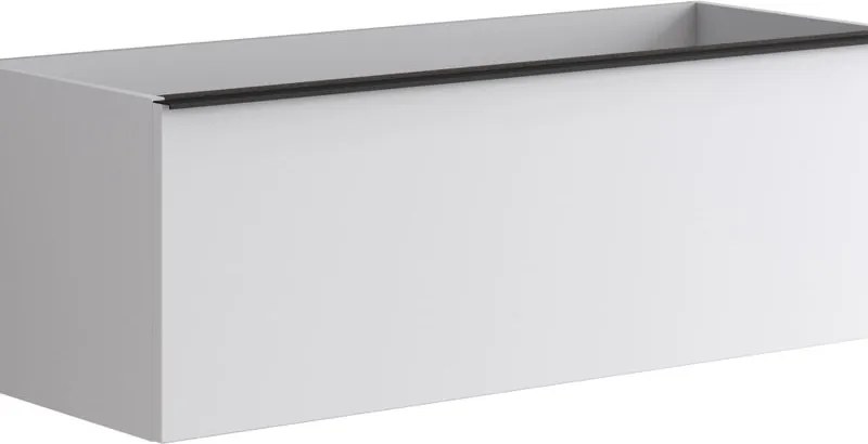 Mobile da bagno sospeso sotto lavabo Pixel plain 2 cassetti L 120 x H 40 x P 45.5 cm bianco laccato opaco, con maniglia lluminio nero opaco