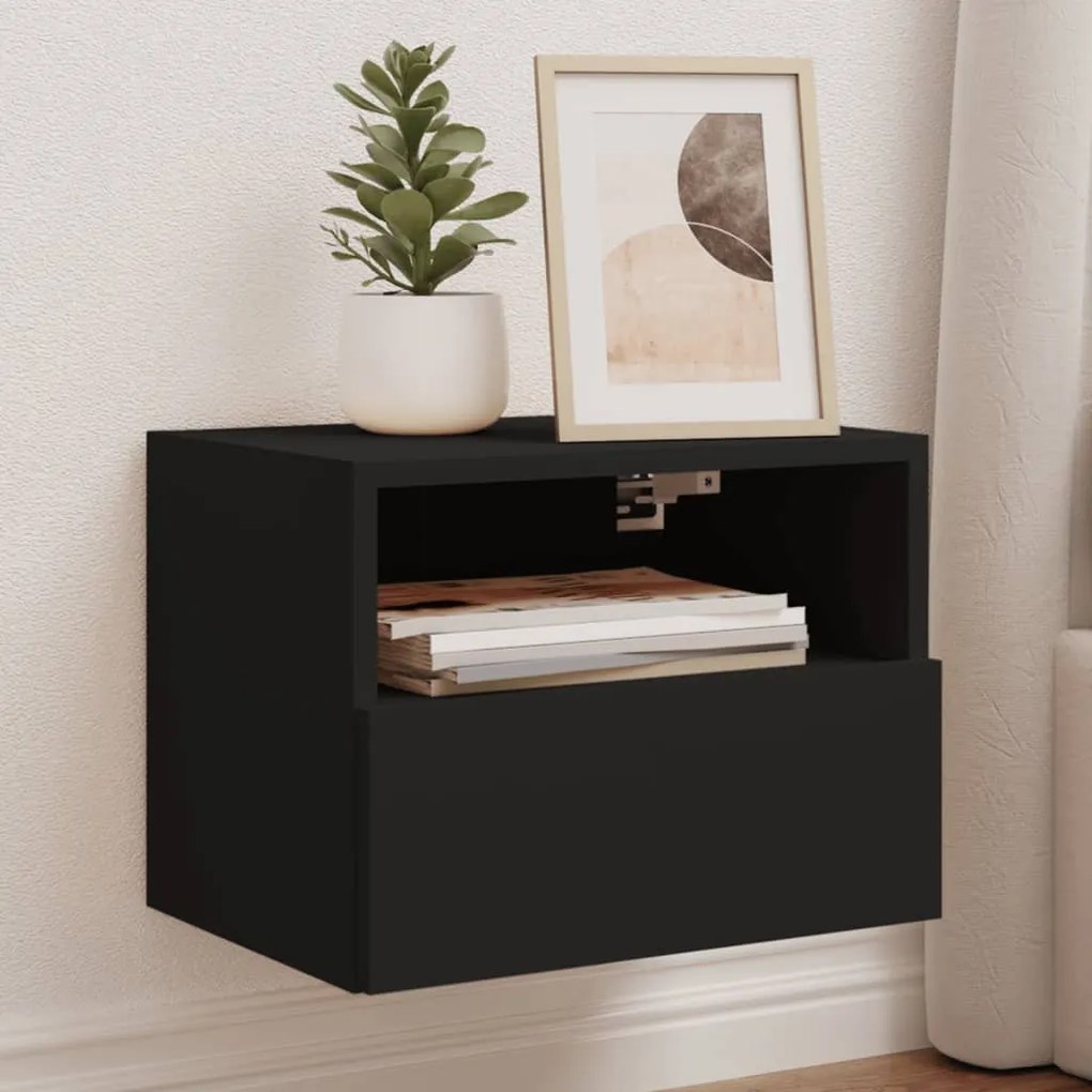 Mobile Tv A Parete Nero 40x30x30 Cm İn Legno Multistrato /