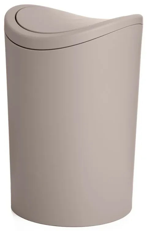 Cestino rifiuti bagno in polipropilene tortora 6 lt con coperchio basculante