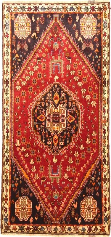 Gashghai Tappeto 210x100 Rosso (Iran) Annodato A Mano