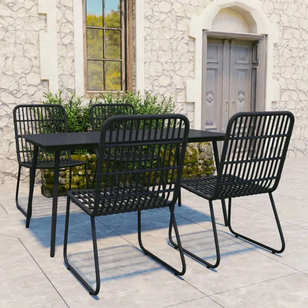 Set Da Pranzo Da Giardino 5 Pz İn Polyrattan E Vetro /