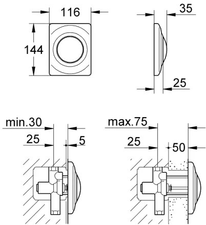 GROHE 37018SH0 - Pulsante di azionamento SURF 116 × 144 mm bianco