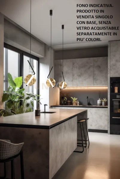 Liu-s1 n sospensione 1 luce led struttura nero opaco con base, senz...