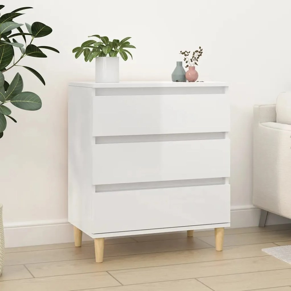 Credenza bianco lucido 60x35x70 cm in legno multistrato