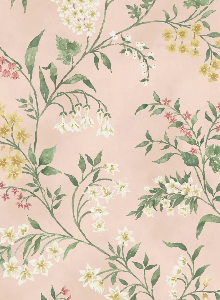 Nina Campbell Carta da parati Almora - Pink/ Yellow/ Sage
