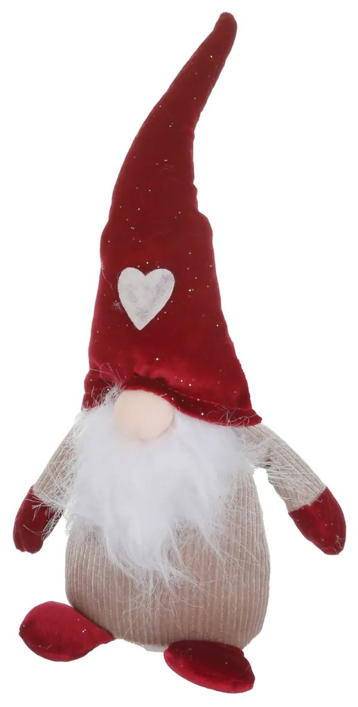 Gnomo Natale fermaporta 33 cm cappello rosso cuore